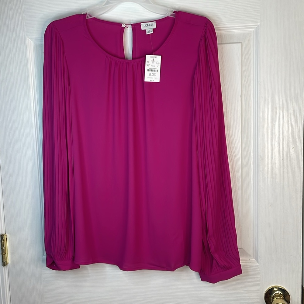 NWT J Crew Pink Long Sleeve Blouse